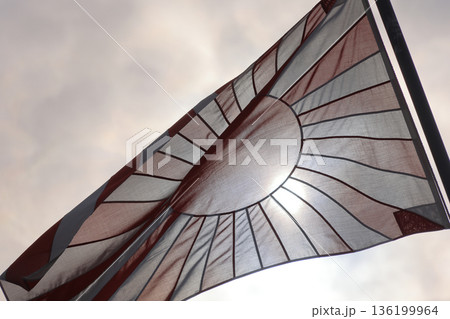 自衛艦旗、旭日旗と太陽光 136199964