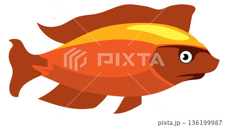 A cartoon fish with a yellow stripe on its head 136199987