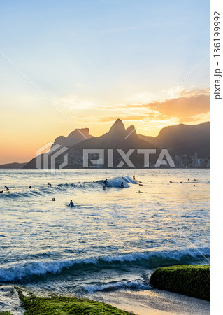 Surfing on Ipanema beach Surfing on Ipanema beach 136199992