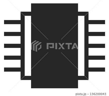 A black and white image of a circuit board with a black and white outline 136200043