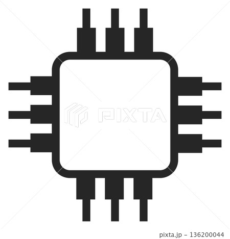 A black and white image of a computer chip 136200044