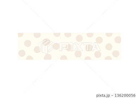 ベージュ色の手描き風でかわいいマスキングテープのベクターイラスト　ドット柄 136200056