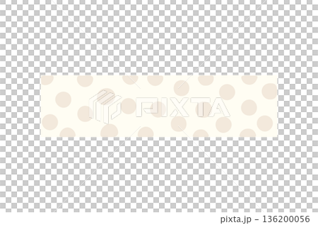 ベージュ色の手描き風でかわいいマスキングテープのベクターイラスト　ドット柄 136200056