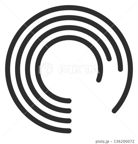 A black and white circle with a white background 136200072