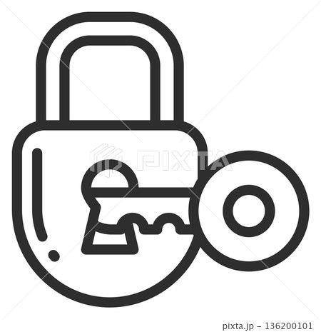 A black and white image of a key and a padlock with the number 0 on it 136200101
