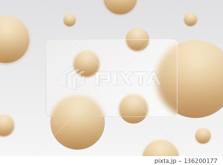 Elegant abstraction with beige spheres and a transparent glass panel on a light background. Eps 10 136200177