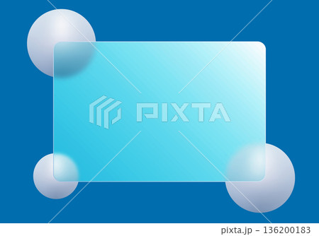 Transparent light blue panel with three blue spheres located at the corners. Eps 10 Transparent light blue panel with three blue spheres located at the corners. Eps 10 136200183