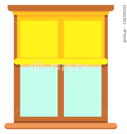 A window with a yellow curtainのイラスト素材 [136200202] - PIXTA