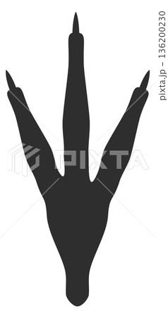 A black and white drawing of a bird s foot with three toes A black and white drawing of a bird s foot with three toes 136200230