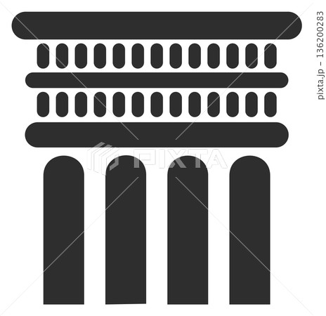 A black and white image of a pillar with four columns A black and white image of a pillar with four columns 136200283