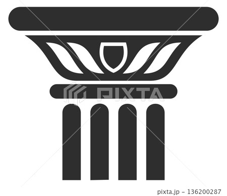 A black and white image of a pillar with a leaf on top 136200287