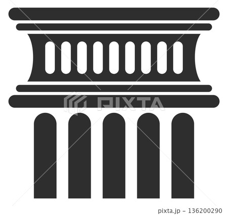 A black and white image of a building with columns A black and white image of a building with columns 136200290