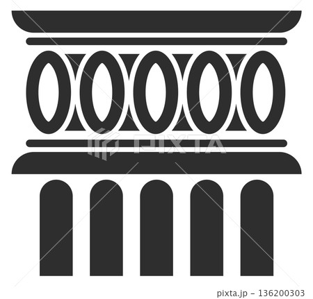 A black and white image of a building with a lot of arches and columns A black and white image of a building with a lot of arches and columns 136200303