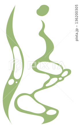 A green and white abstract design with a woman s silhouette 136200305