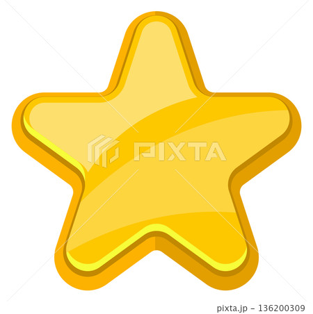 A yellow star with a shiny surface 136200309