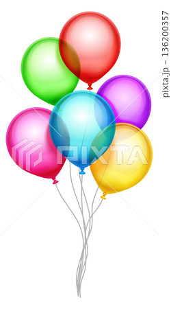 A bunch of colorful balloons are tied together 136200357
