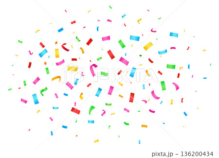 A colorful explosion of confetti is scattered across a white background A colorful explosion of confetti is scattered across a white background 136200434