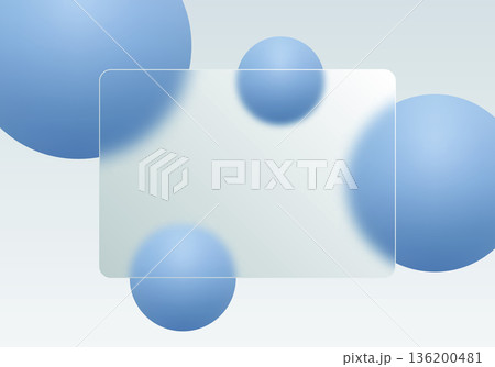 Abstract composition with a translucent glass panel and large soft blue spheres. Eps 10 136200481