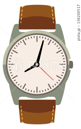 A watch with a brown band and a white face A watch with a brown band and a white face 136200517