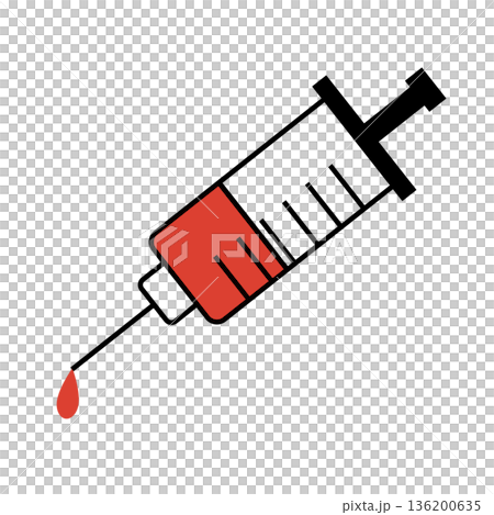 注射器と血液のアイコン 136200635