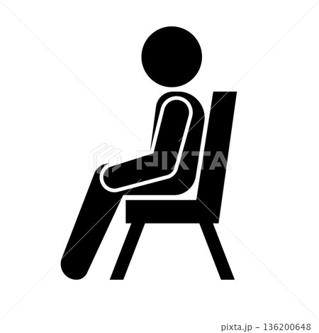 椅子に座る人のピクトグラム シルエット 136200648