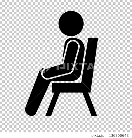 椅子に座る人のピクトグラム シルエット 136200648