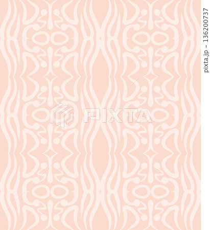 Soft Peach Abstract Wavy Seamless Pattern with Organic Retro Swirls Background 136200737