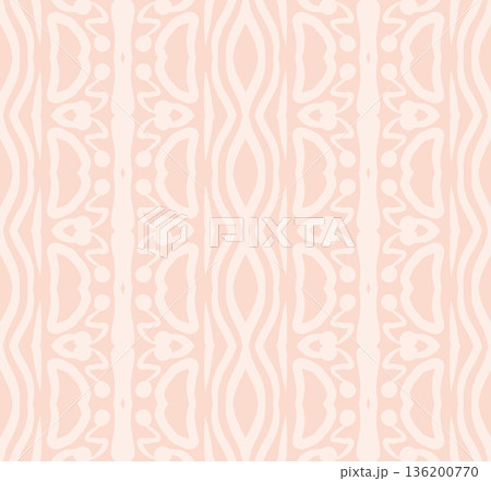 Soft Peach Abstract Wavy Seamless Pattern with Organic Retro Swirls Background 136200770