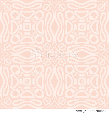 Soft Peach Abstract Wavy Seamless Pattern with Organic Retro Swirls Background 136200845