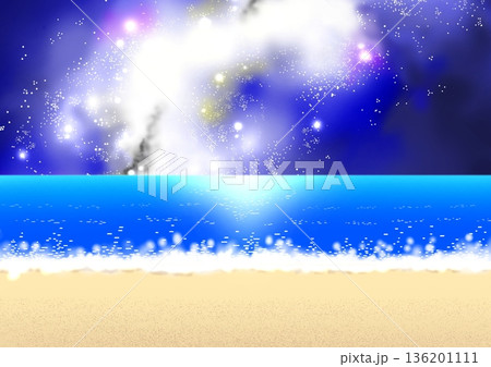 煌めく星空と砂浜 136201111