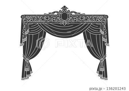 優雅な舞台幕のシルエットアイコン 136201243