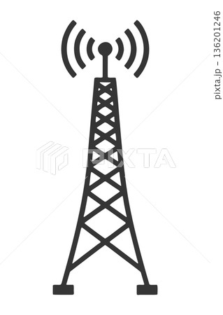 シンプルな電波塔のシルエットアイコン 136201246