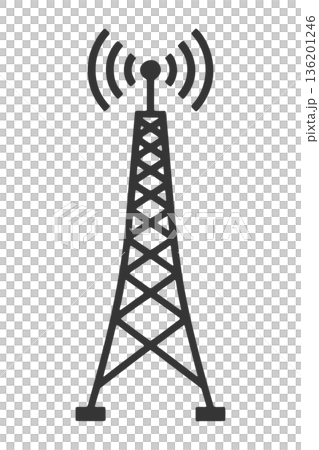 シンプルな電波塔のシルエットアイコン 136201246