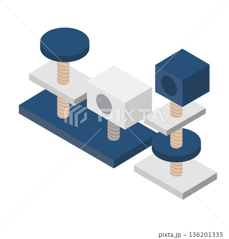 アイソメトリックなキャットタワーのイラスト（猫の遊具・ペット用品） 136201335