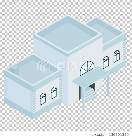 Classic Western-style building, art museum, library exterior isometric illustration 136201339