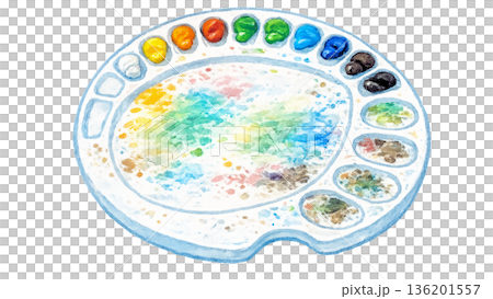圓形水彩調色盤的插圖 136201557