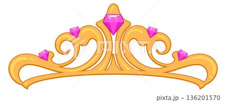 A gold and pink tiara with diamonds and pink gems 136201570