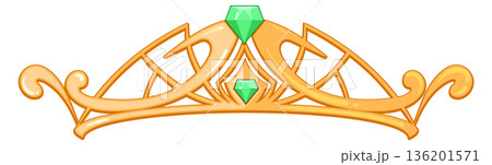 A gold and green crown with a green gem on it 136201571