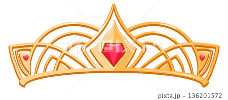 A gold and red crown with a diamond in the middle 136201572