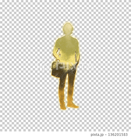 Golden man holding a bag, Alpha channel 136201583