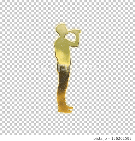 Golden man drinking a drink, Alpha channel 136201595