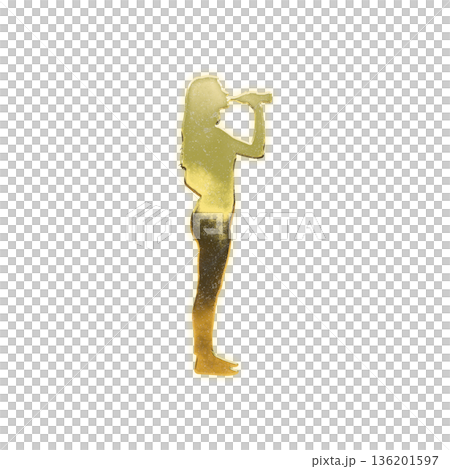 Golden woman drinking a drink, Alpha channel 136201597