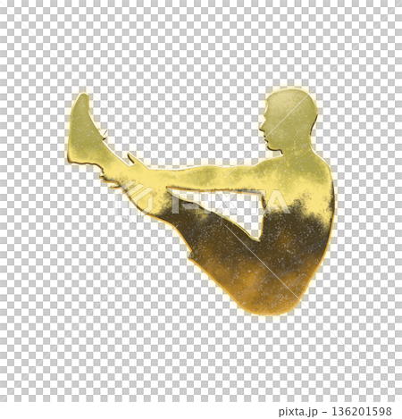 Golden man doing V-abs, Alpha channel 136201598