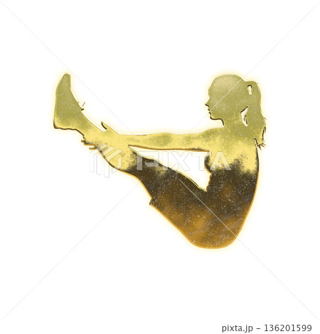 V字腹筋をする黄金の女性、アルファチャンネル V字腹筋をする黄金の女性、アルファチャンネル 136201599