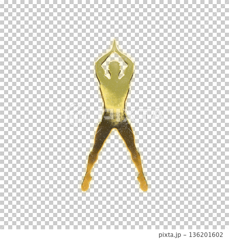 Golden man doing jumping jacks, Alpha Channel 136201602