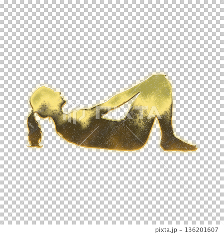 Golden woman doing pilates, alpha channel 136201607