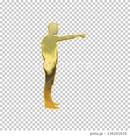 Golden man stabbing his finger, Alpha channel Golden man stabbing his finger, Alpha channel 136201610