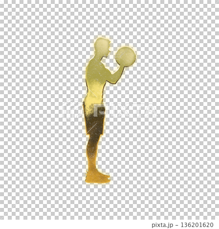 Golden man lifting dumbbells, alpha channel 136201620