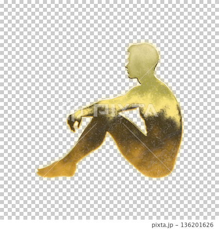 Golden man sitting cross-legged, Alpha Channel Golden man sitting cross-legged, Alpha Channel 136201626