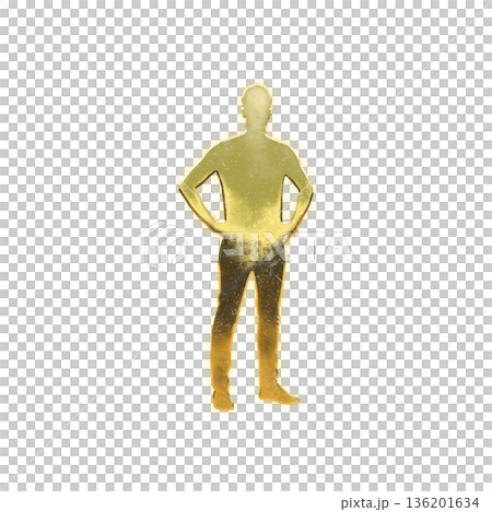 Golden man with hands on hips, Alpha Channel 136201634